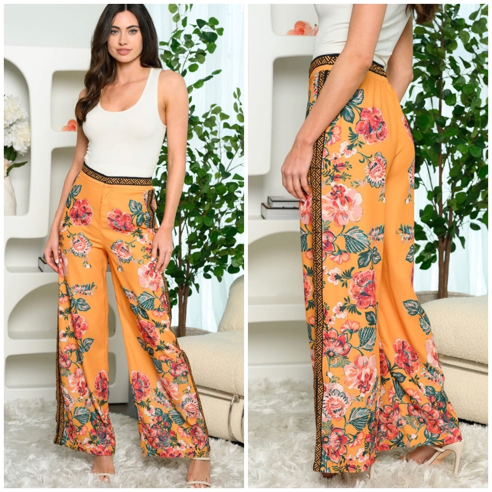 FEW LEFT❗️Boho Chic Floral Wide Leg Palazzo Pants